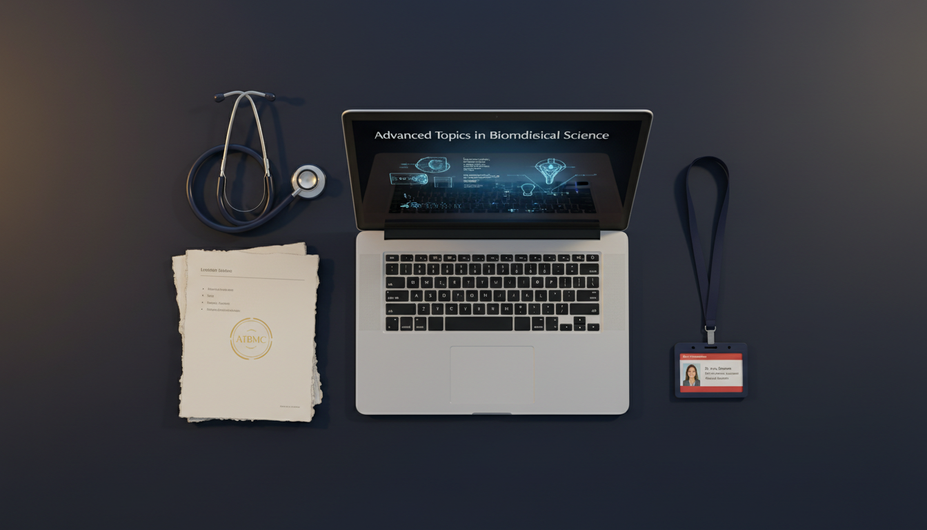 ATBMC program materials including laptop and lecture notes
